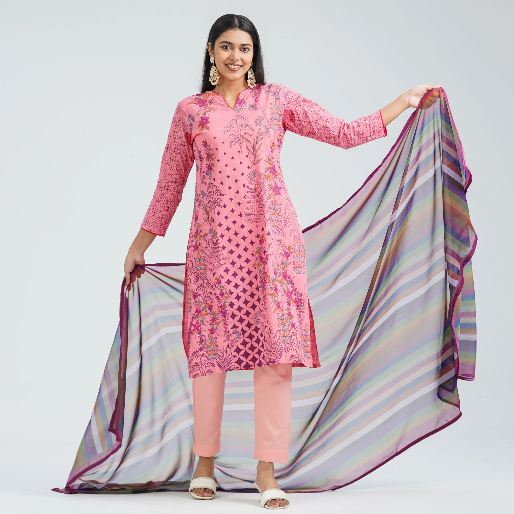 Women’s Cotton Embroidered Three Piece Set